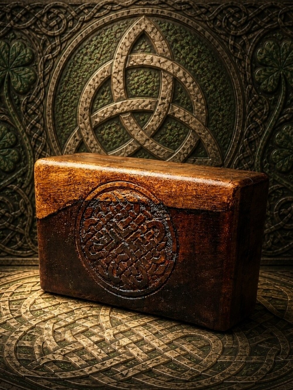 Celtic Cross Carved Wood Wooden Jewelry Craft Stash Secrets Bohemian Crafted Box
